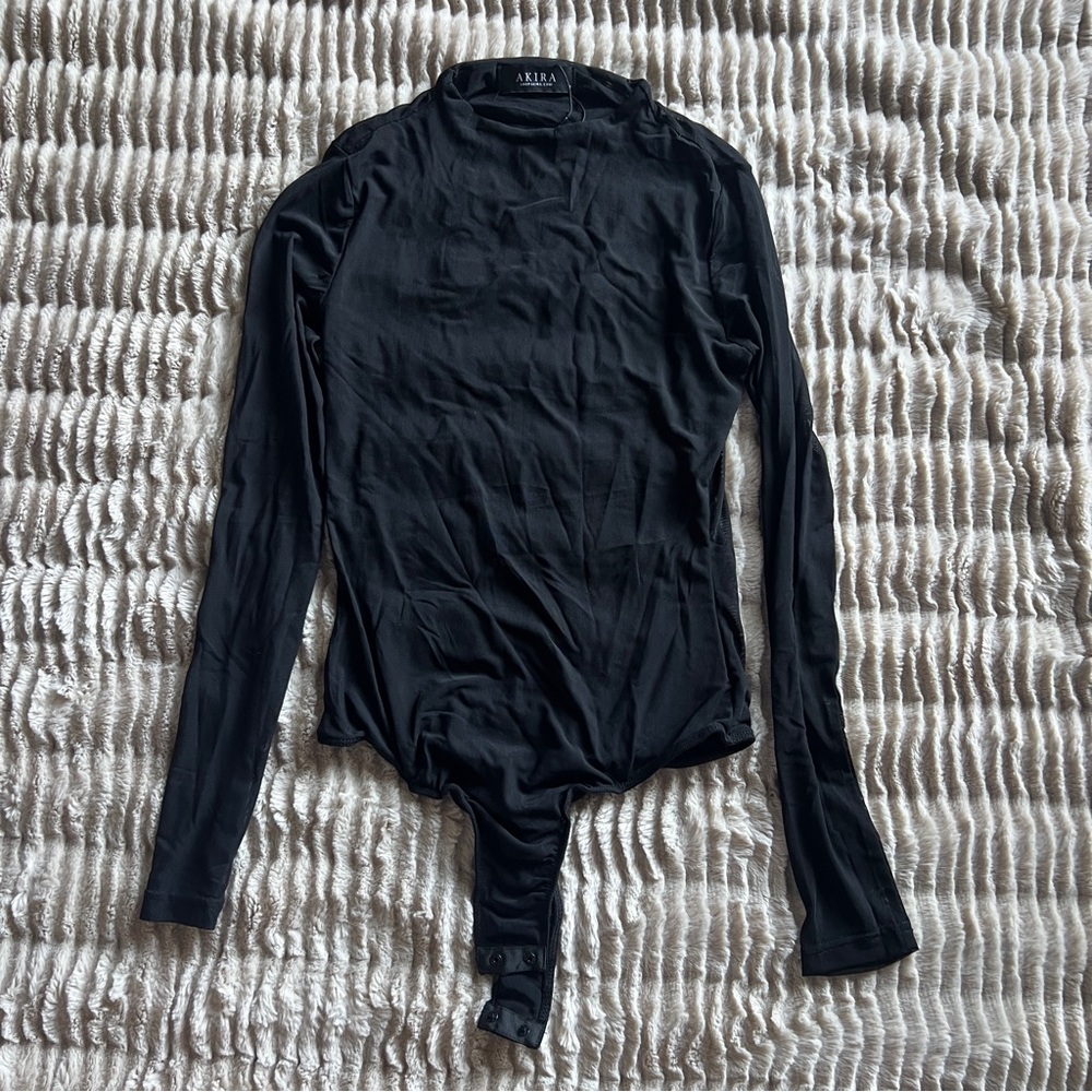 NWT • AKIRA • black long-sleeved body suit